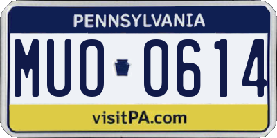 PA license plate MUO0614