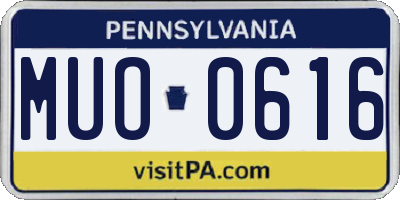 PA license plate MUO0616