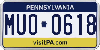 PA license plate MUO0618