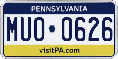 PA license plate MUO0626