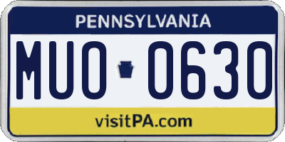 PA license plate MUO0630