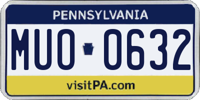 PA license plate MUO0632