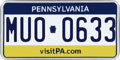 PA license plate MUO0633