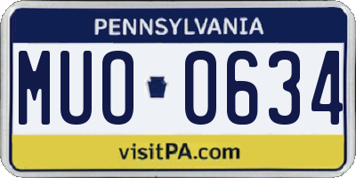 PA license plate MUO0634
