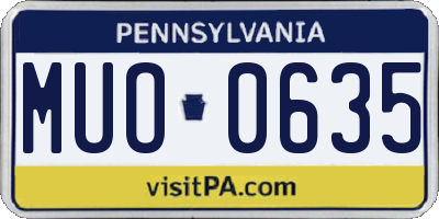 PA license plate MUO0635