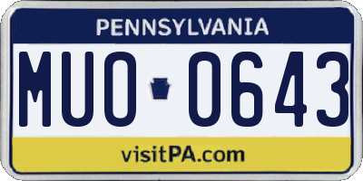 PA license plate MUO0643