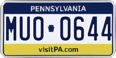 PA license plate MUO0644