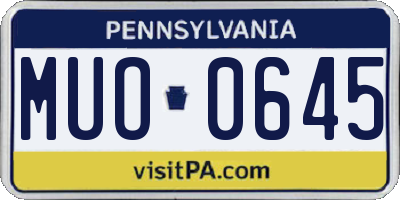 PA license plate MUO0645