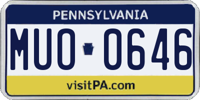 PA license plate MUO0646