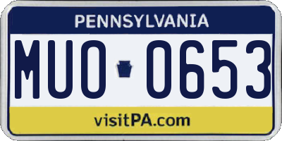 PA license plate MUO0653