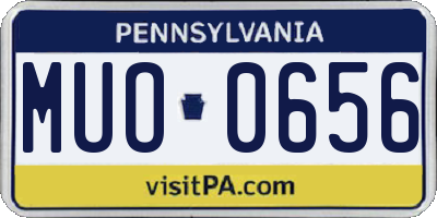 PA license plate MUO0656