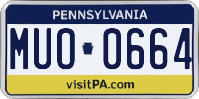 PA license plate MUO0664
