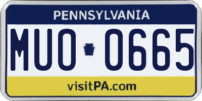 PA license plate MUO0665