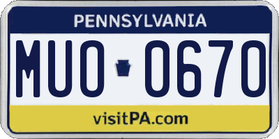 PA license plate MUO0670