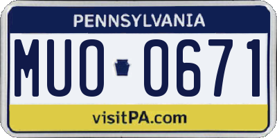 PA license plate MUO0671