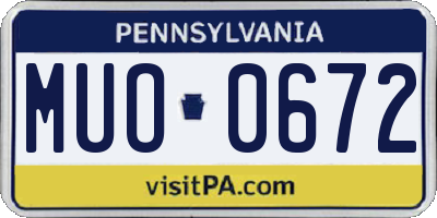 PA license plate MUO0672