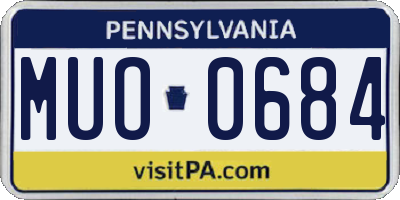 PA license plate MUO0684