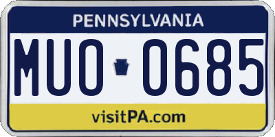 PA license plate MUO0685