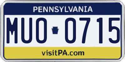 PA license plate MUO0715