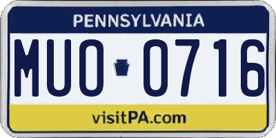 PA license plate MUO0716