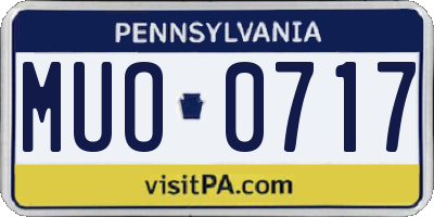 PA license plate MUO0717