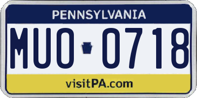 PA license plate MUO0718