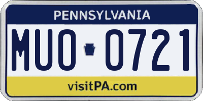 PA license plate MUO0721