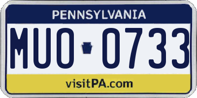 PA license plate MUO0733