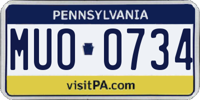 PA license plate MUO0734