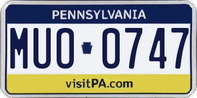 PA license plate MUO0747