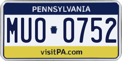 PA license plate MUO0752