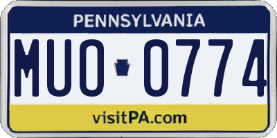 PA license plate MUO0774