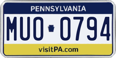 PA license plate MUO0794