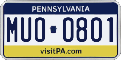 PA license plate MUO0801