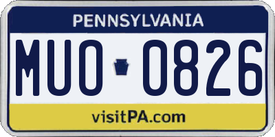 PA license plate MUO0826