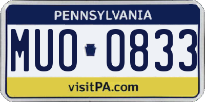 PA license plate MUO0833