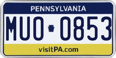 PA license plate MUO0853