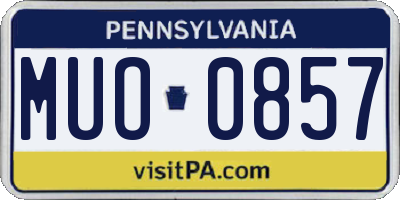PA license plate MUO0857