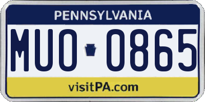 PA license plate MUO0865