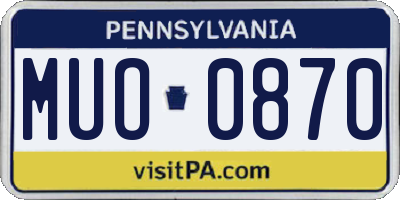 PA license plate MUO0870