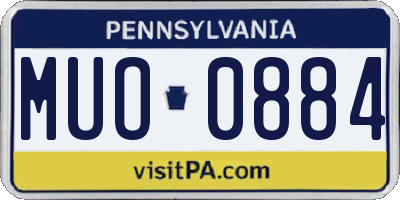 PA license plate MUO0884
