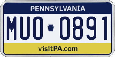 PA license plate MUO0891