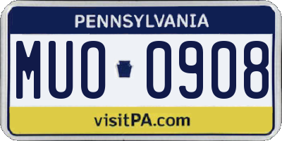 PA license plate MUO0908
