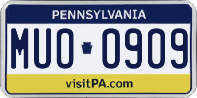 PA license plate MUO0909