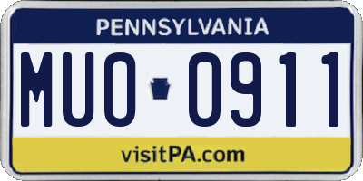 PA license plate MUO0911