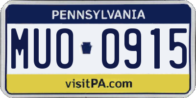 PA license plate MUO0915