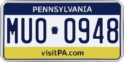 PA license plate MUO0948
