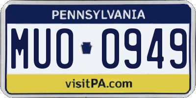 PA license plate MUO0949