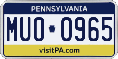 PA license plate MUO0965