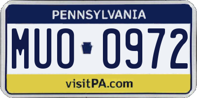 PA license plate MUO0972